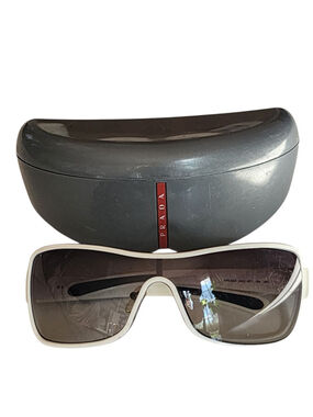 PRADA Vintage Men's White & Brown Shield Sunglasses SPS55G